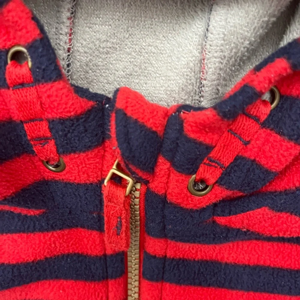 MOUNTAIN WAREHOUSE Striped Fleece Zip Hoodie Kids 7-8 Red Navy - Picture 6 of 9